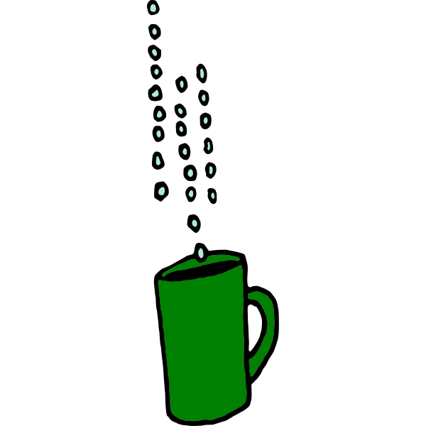 Raindrops falling in a coffee cup